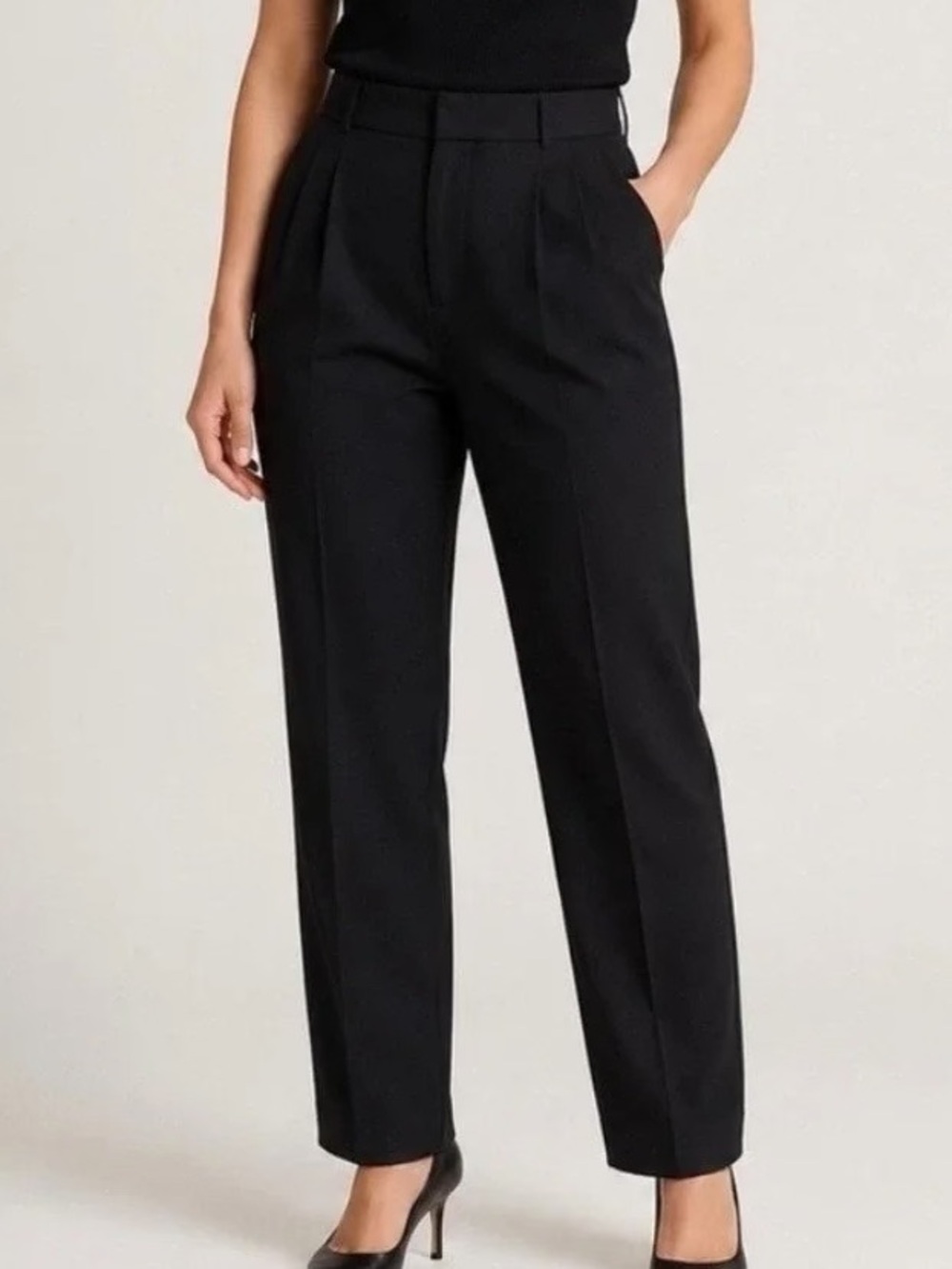 Nili Lotan Black Trousers Pleated High Rise Pants Size 2 Wide Leg Quiet Luxury